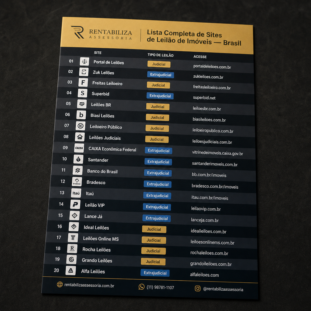 Lista de Sites de Leilão de Imóveis